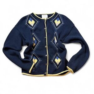Vintage Christopher & Banks Argyle Cardigan Sweater‎